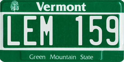 VT license plate LEM159