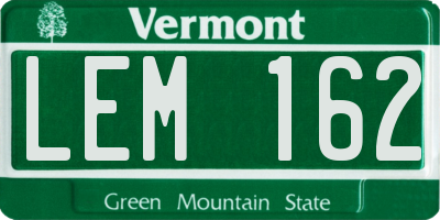 VT license plate LEM162