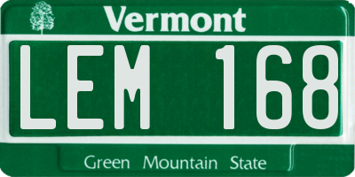VT license plate LEM168