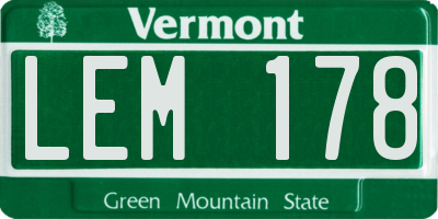 VT license plate LEM178
