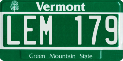 VT license plate LEM179