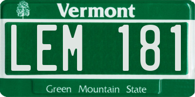VT license plate LEM181