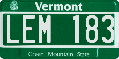 VT license plate LEM183