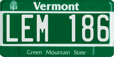 VT license plate LEM186