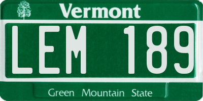 VT license plate LEM189