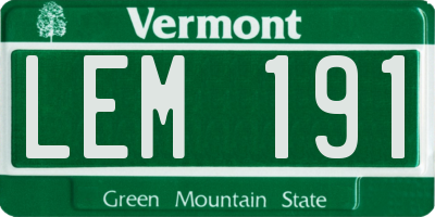VT license plate LEM191