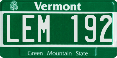 VT license plate LEM192