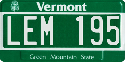 VT license plate LEM195