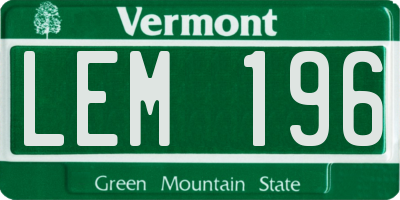 VT license plate LEM196