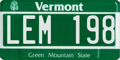 VT license plate LEM198