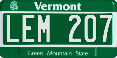 VT license plate LEM207
