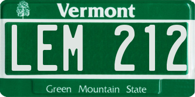 VT license plate LEM212
