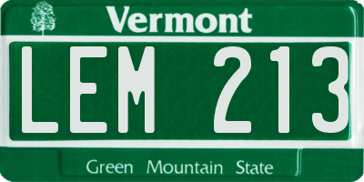 VT license plate LEM213