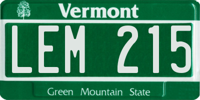VT license plate LEM215