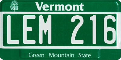 VT license plate LEM216