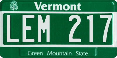 VT license plate LEM217