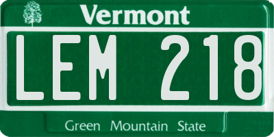 VT license plate LEM218
