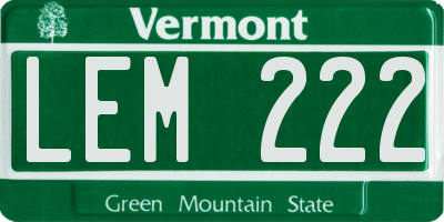 VT license plate LEM222