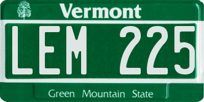 VT license plate LEM225
