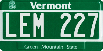 VT license plate LEM227