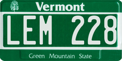 VT license plate LEM228