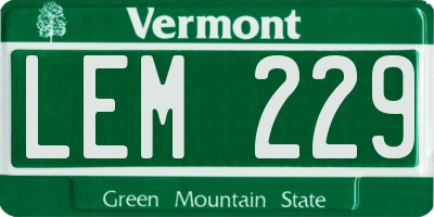 VT license plate LEM229