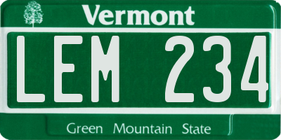 VT license plate LEM234