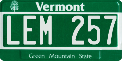 VT license plate LEM257