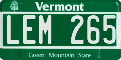 VT license plate LEM265