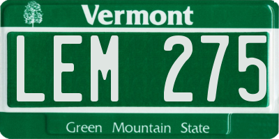 VT license plate LEM275