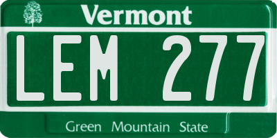 VT license plate LEM277