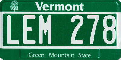 VT license plate LEM278