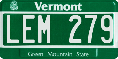 VT license plate LEM279