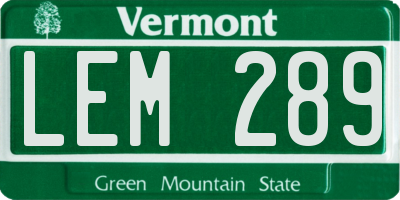 VT license plate LEM289