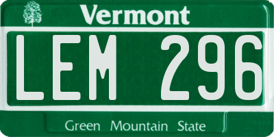 VT license plate LEM296