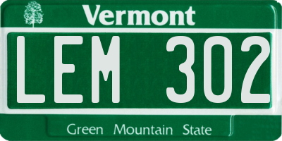 VT license plate LEM302
