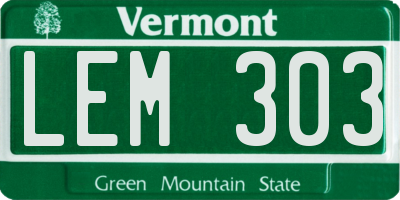 VT license plate LEM303