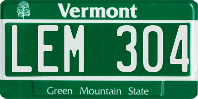 VT license plate LEM304