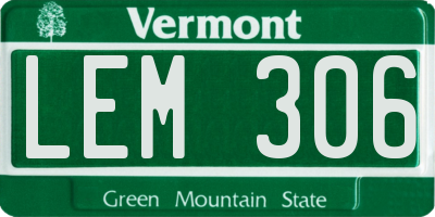 VT license plate LEM306