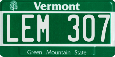 VT license plate LEM307