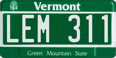 VT license plate LEM311