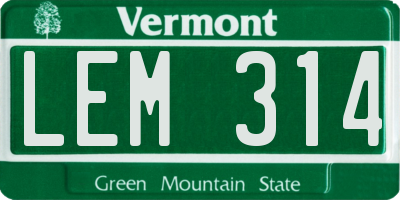VT license plate LEM314