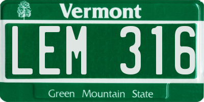 VT license plate LEM316