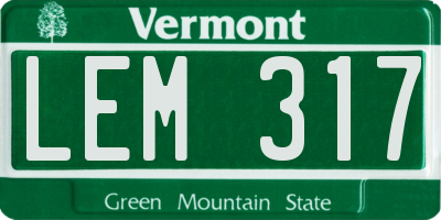 VT license plate LEM317