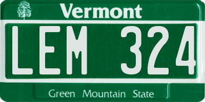 VT license plate LEM324