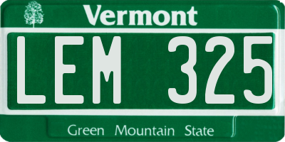 VT license plate LEM325