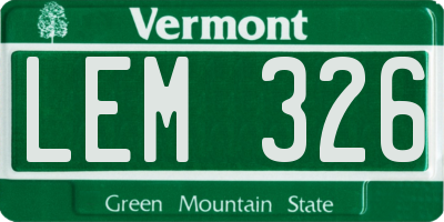 VT license plate LEM326