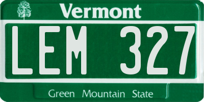 VT license plate LEM327