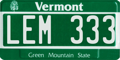 VT license plate LEM333