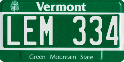 VT license plate LEM334